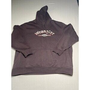 Wrangler Mens Distressed Logo Brown Hoodie size XXL - 2XL Western Cowboy